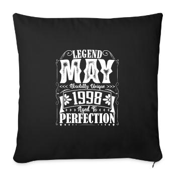 Mai 1998. Anniversaire mai 1998. Cadeau may 1998. - Housse de coussin décorative 45 x 45 cm - noir - Devant