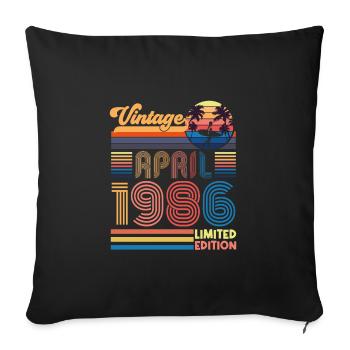 anniversaire Avril 1986 Avril. Avril 1986 Cadeau. - Housse de coussin décorative 45 x 45 cm - noir - Devant