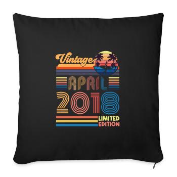 birthday April 2018 April. April 2018 Gift. - Sofa pillowcase 17,3'' x 17,3'' (45 x 45 cm) - black - Front