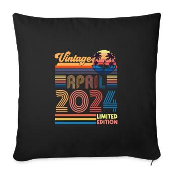birthday April 2024 April. April 2024 Gift. - Sofa pillowcase 17,3'' x 17,3'' (45 x 45 cm) - black - Front