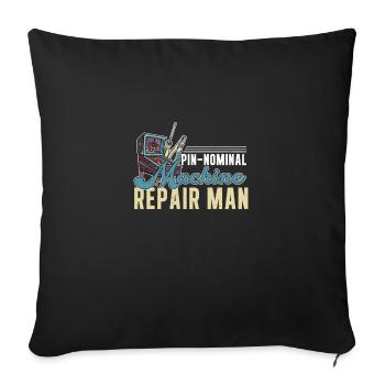 Flipper Repair Man Lustiger Flipper im Retro-Stil - Sofakissenbezug 45 x 45 cm - Schwarz - Vorne