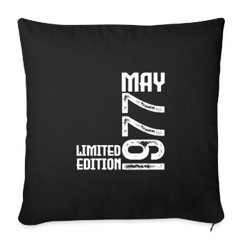 Gift May 1977. Anniversary May 1977. May 1977. - Sofa pillowcase 17,3'' x 17,3'' (45 x 45 cm) - black - Front