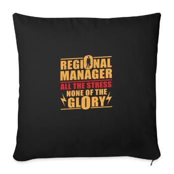 Regional Manager All the stress Funny job - Sofa pillowcase 17,3'' x 17,3'' (45 x 45 cm) - black - Front