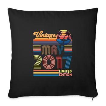 Born May 2017 Birthday Gift May 2017, MAY, May - Sofa pillowcase 17,3'' x 17,3'' (45 x 45 cm) - black - Front