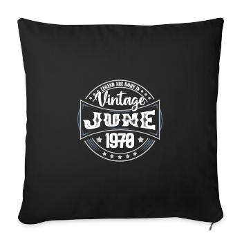 1970 Juni. Geburtstagsgeschenk Juni 1970. Juni - Sofakissenbezug 45 x 45 cm - Schwarz - Vorne