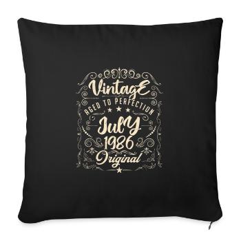 Vintage Né(e) en juillet 1986 anniversaire Juillet - Housse de coussin décorative 45 x 45 cm - noir - Devant