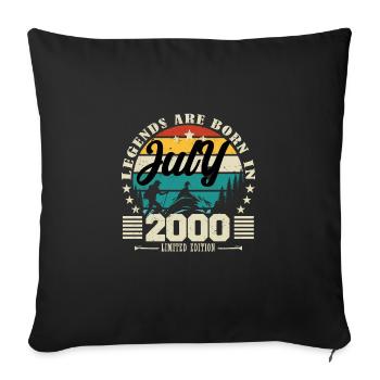 Juli 2000. Geburtstagsgeschenk Juli 2000. - Sofakissenbezug 45 x 45 cm - Schwarz - Vorne