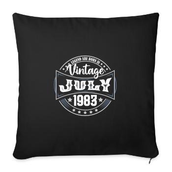 1983 Juillet. Cadeau d'anniversaire juillet 1983. - Housse de coussin décorative 45 x 45 cm - noir - Devant