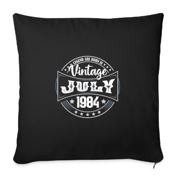 1984 Juillet. Cadeau d'anniversaire juillet 1984. - Housse de coussin décorative 45 x 45 cm - noir - Devant