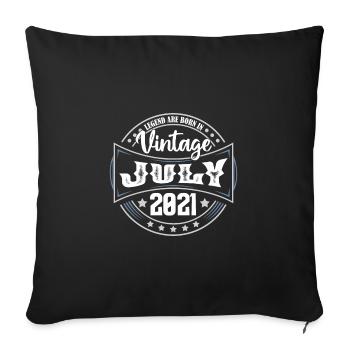 2021 July. Birthday gift July 2021. - Sofa pillowcase 17,3'' x 17,3'' (45 x 45 cm) - black - Front