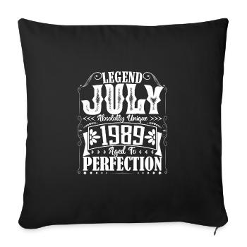 Juillet 1989. Cadeau d'Anniversaire juillet 1989. - Housse de coussin décorative 45 x 45 cm - noir - Devant