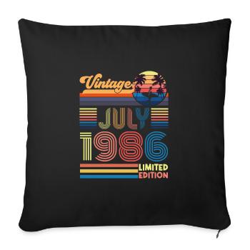Birthday July 1986. Gift July 1986. - Sofa pillowcase 17,3'' x 17,3'' (45 x 45 cm) - black - Front
