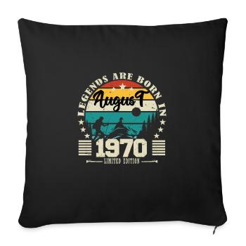 Aout 1970. Cadeau d'anniversaire août 1970. August - Housse de coussin décorative 45 x 45 cm - noir - Devant
