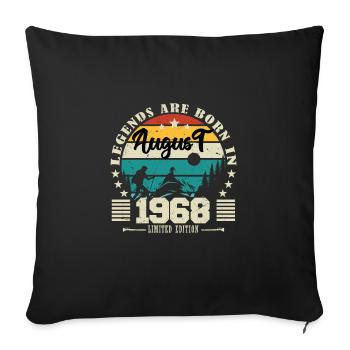 August 1968. Birthday gift August 1968. August - Sofa pillowcase 17,3'' x 17,3'' (45 x 45 cm) - black - Front