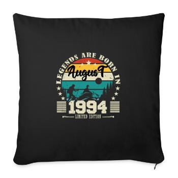 Aout 1994. Cadeau d'anniversaire août 1994. August - Housse de coussin décorative 45 x 45 cm - noir - Devant