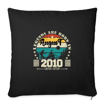 August 2010. Birthday gift August 2010. August - Sofa pillowcase 17,3'' x 17,3'' (45 x 45 cm) - black - Front