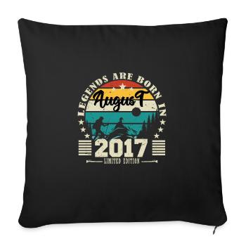 August 2017. Birthday gift August 2017. August - Sofa pillowcase 17,3'' x 17,3'' (45 x 45 cm) - black - Front