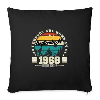 September 1968. Birthday gift September 1968 - Sofa pillowcase 17,3'' x 17,3'' (45 x 45 cm) - black - Front