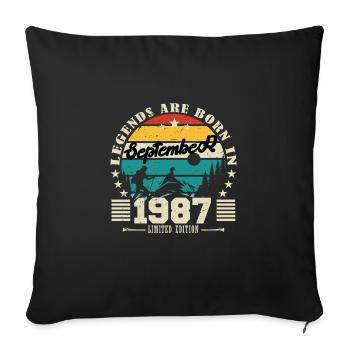 September 1987. Birthday gift September 1987 - Sofa pillowcase 17,3'' x 17,3'' (45 x 45 cm) - black - Front