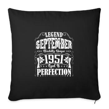 September 1951. September Birthday Gift. - Sofa pillowcase 17,3'' x 17,3'' (45 x 45 cm) - black - Front