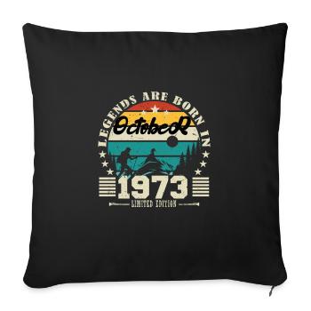 October 1973. October 1973 Anniversary Gift. - Sofa pillowcase 17,3'' x 17,3'' (45 x 45 cm) - black - Front