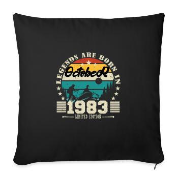 October 1983. October 1983 Anniversary Gift. - Sofa pillowcase 17,3'' x 17,3'' (45 x 45 cm) - black - Front