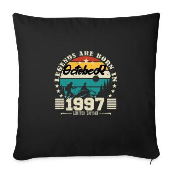 October 1997. October 1997 Anniversary Gift. - Sofa pillowcase 17,3'' x 17,3'' (45 x 45 cm) - black - Front