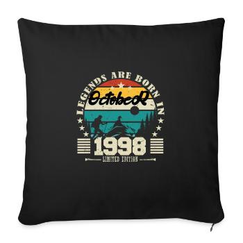 October 1998. October 1998 Anniversary Gift. - Sofa pillowcase 17,3'' x 17,3'' (45 x 45 cm) - black - Front