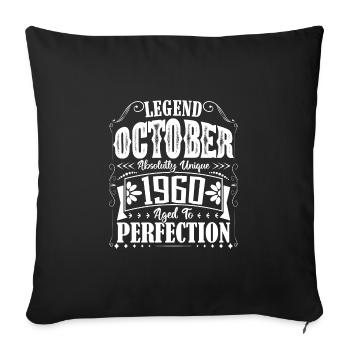 Octobre 1960. Cadeau d'Anniversaire octobre 1960. - Housse de coussin décorative 45 x 45 cm - noir - Devant