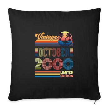 Anniversary October 2000. Gift October 2000. - Sofa pillowcase 17,3'' x 17,3'' (45 x 45 cm) - black - Front