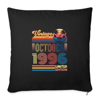 Anniversary October 1996. Gift October 1996. - Sofa pillowcase 17,3'' x 17,3'' (45 x 45 cm) - black - Front