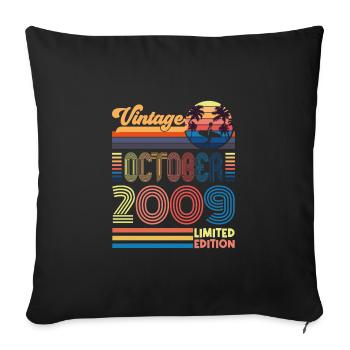 Anniversary October 2009. Gift October 2009. - Sofa pillowcase 17,3'' x 17,3'' (45 x 45 cm) - black - Front