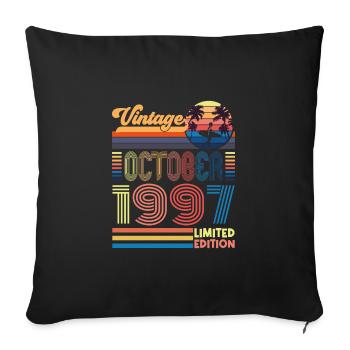 Anniversary October 1997. Gift October 1997. - Sofa pillowcase 17,3'' x 17,3'' (45 x 45 cm) - black - Front