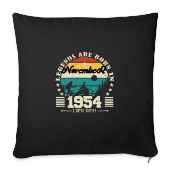 November 1954. November 1954 Birthday Gift. - Sofa pillowcase 17,3'' x 17,3'' (45 x 45 cm) - black - Front