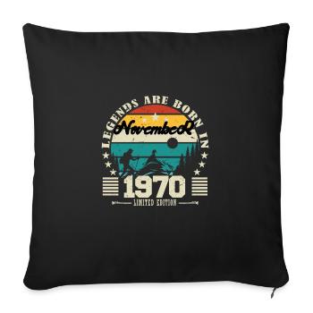 November 1970. November 1970 Birthday Gift. - Sofa pillowcase 17,3'' x 17,3'' (45 x 45 cm) - black - Front