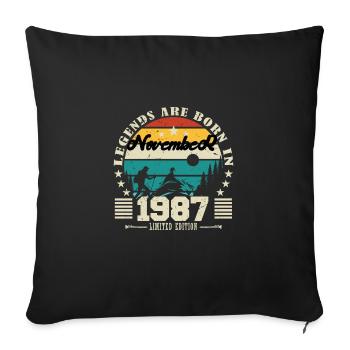 Novembre 1987. Cadeau anniversaire novembre 1987. - Housse de coussin décorative 45 x 45 cm - noir - Devant