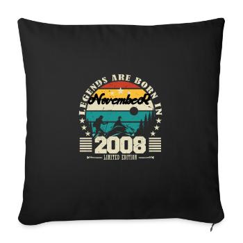 November 2008. November 2008 Birthday Gift. - Sofa pillowcase 17,3'' x 17,3'' (45 x 45 cm) - black - Front