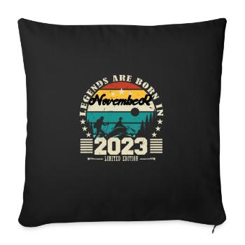 November 2023. November 2023 Birthday Gift. - Sofa pillowcase 17,3'' x 17,3'' (45 x 45 cm) - black - Front