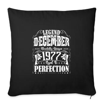 December 1977. December 1977 Birthday Gift - Sofa pillowcase 17,3'' x 17,3'' (45 x 45 cm) - black - Front