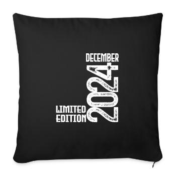 Birthday Gift December 2024. December 2024. - Sofa pillowcase 17,3'' x 17,3'' (45 x 45 cm) - black - Front