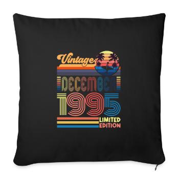 Anniversaire Décembre 1995. Cadeau decembre 1995. - Housse de coussin décorative 45 x 45 cm - noir - Devant