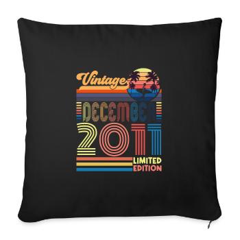 Birthday December 2011. Gift December 2011. - Sofa pillowcase 17,3'' x 17,3'' (45 x 45 cm) - black - Front