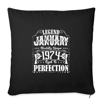 Janvier 1974. Cadeau d'Anniversaire janvier 1974. - Housse de coussin décorative 45 x 45 cm - noir - Devant