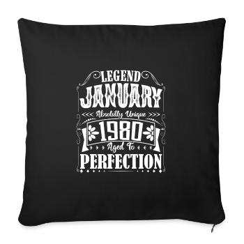 January 1980. January 1980 Birthday Gift. - Sofa pillowcase 17,3'' x 17,3'' (45 x 45 cm) - black - Front
