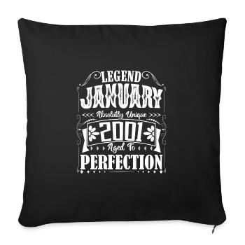 January 2001. January 2001 Birthday Gift. - Sofa pillowcase 17,3'' x 17,3'' (45 x 45 cm) - black - Front