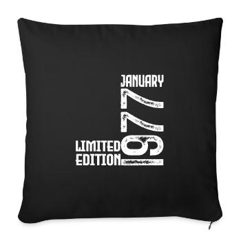 Cadeau Anniversaire Janvier 1977. January 1977. - Housse de coussin décorative 45 x 45 cm - noir - Devant