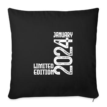Birthday gift January 2024. January 2024. - Sofa pillowcase 17,3'' x 17,3'' (45 x 45 cm) - black - Front