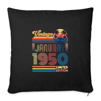 Anniversaire janvier 1950. Cadeau Janvier 1950. - Housse de coussin décorative 45 x 45 cm - noir - Devant