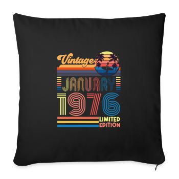 Anniversary January 1976. Gift January 1976. - Sofa pillowcase 17,3'' x 17,3'' (45 x 45 cm) - black - Front