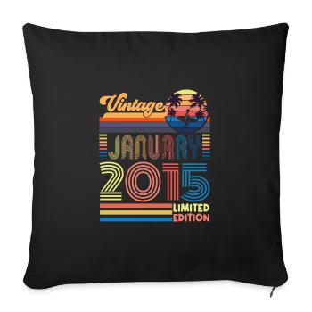 Anniversaire janvier 2015. Cadeau Janvier 2015. - Housse de coussin décorative 45 x 45 cm - noir - Devant